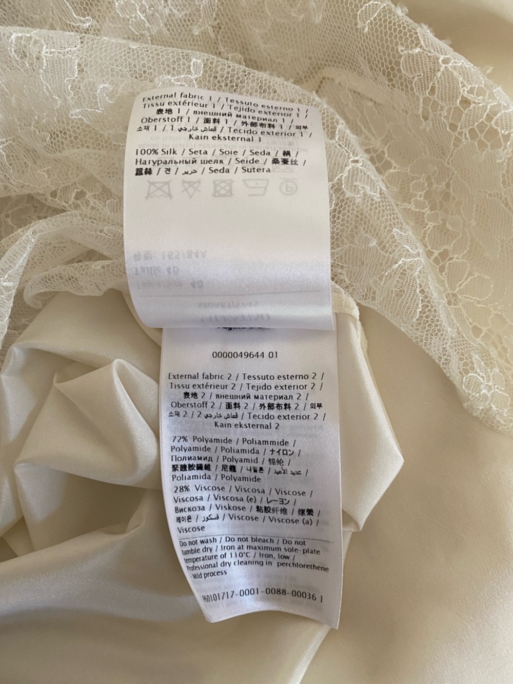 Valentino White Sheer Lace-Front Dress Shirt with Pointed Collar - Picture 6 of 10